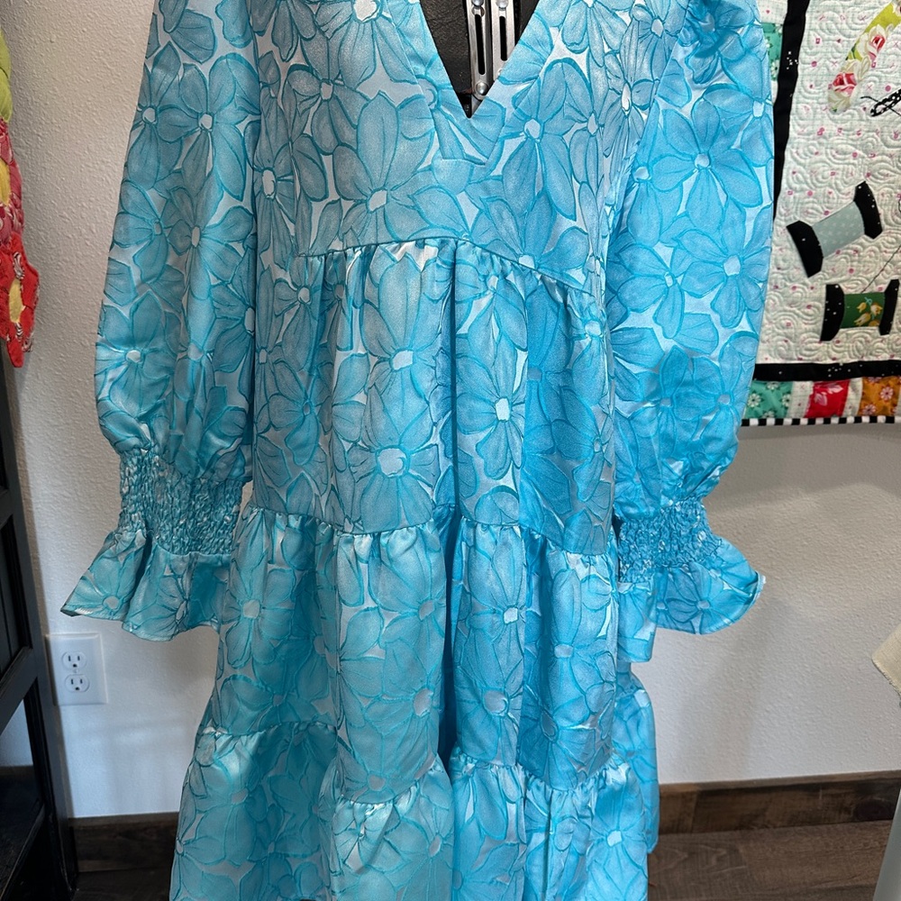 Pomander Place Jacquard Blue Dress xxl